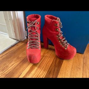 Jeffrey Campbell Havana Everest Red Leather Boots